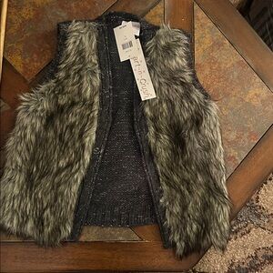 Faux Fur Vest with Knit Back, girl’s large